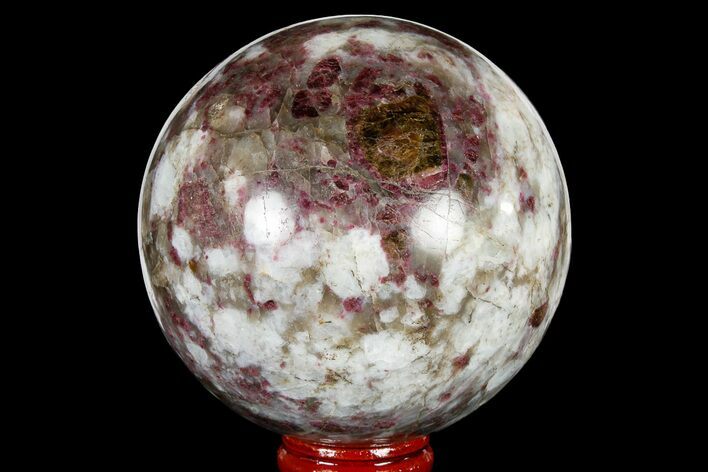 Polished Rubellite (Tourmaline) & Quartz Sphere - Madagascar #182223